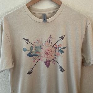 Graphic Tee with Floral Design | Color: Tan | Size: Medium